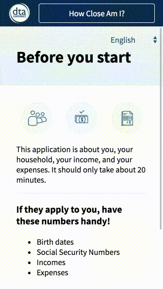 MA DTA SNAP application design